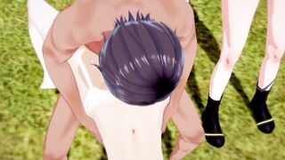 Pokemon Big Tits threesome with Cynthia and Fantina - 2 image