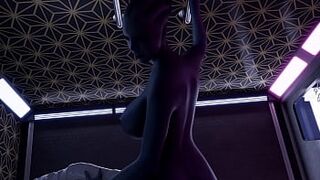 3D Hentai Alien Liara Gets A Big Asari Dick At the Gloryhole - 1 image