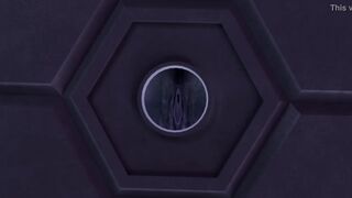 3D Hentai Alien Liara Gets A Big Asari Dick At the Gloryhole - 2 image