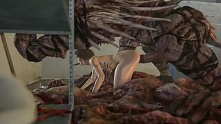 Jill getting fucked by Resident Evil creatures Hardcore 3D Animation - 1 image