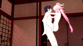 Genshin Imapact - Yae Miko x Zhongli Hard Sex Full (Blowjob, Handjob, lick balls, fucked and creampie and more) [Uncensored 3D Hentai] - Japanese asian manga anime game porn - 10 image