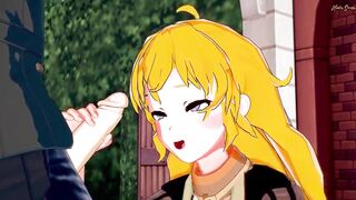 Yang Xiao Long deep throats cock and swallows cum - RWBY Hentai. - 2 image