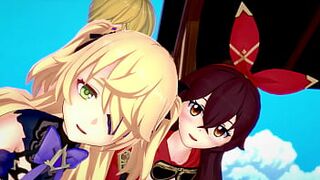 Genshin Impact - Two Archer Girls [3D Hentai, 4K, 60FPS, Uncensored] - 1 image