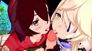 Genshin Impact - Two Archer Girls [3D Hentai, 4K, 60FPS, Uncensored] - 2 image