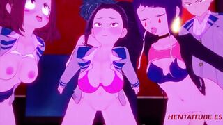 Boku No Hero Hentai - Orgy Yaoyorozu Momo, Ochako Uraraka & Kyoka Jiro With Deku, Todoroki & Bakugou with crempie 3D Cartoon Anime - 2 image