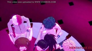 Boku No Hero Hentai - Orgy Yaoyorozu Momo, Ochako Uraraka & Kyoka Jiro With Deku, Todoroki & Bakugou with crempie 3D Cartoon Anime - 5 image