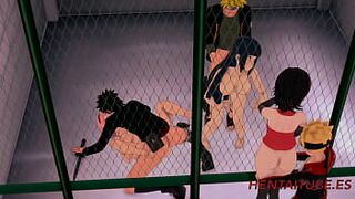 Naruto Hentai - Mega Orgy with Sakura, Hinata, Sarada, Kiba, Naruto & Fucking Together and enjoy and cum - 1 image
