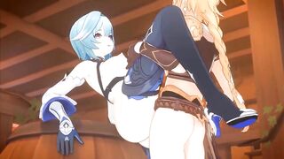 3D Compilation: Raiden Shogun Yae Miko Rosaria Eula Dick Ride Creampie Uncensored Hentai - 10 image