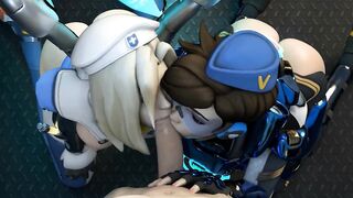 Tracer And Mercy Both Want That Dick In Their Mouth - 9 image