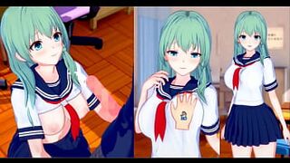 [Eroge Koikatsu! ] Touhou Sanae Kochiya rubs her boobs H! 3DCG Big Breasts Anime Video (Touhou Project) [Hentai Game] - 1 image