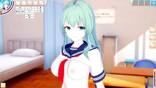 [Eroge Koikatsu! ] Touhou Sanae Kochiya rubs her boobs H! 3DCG Big Breasts Anime Video (Touhou Project) [Hentai Game]