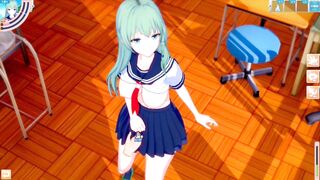 [Eroge Koikatsu! ] Touhou Sanae Kochiya rubs her boobs H! 3DCG Big Breasts Anime Video (Touhou Project) [Hentai Game] - 3 image